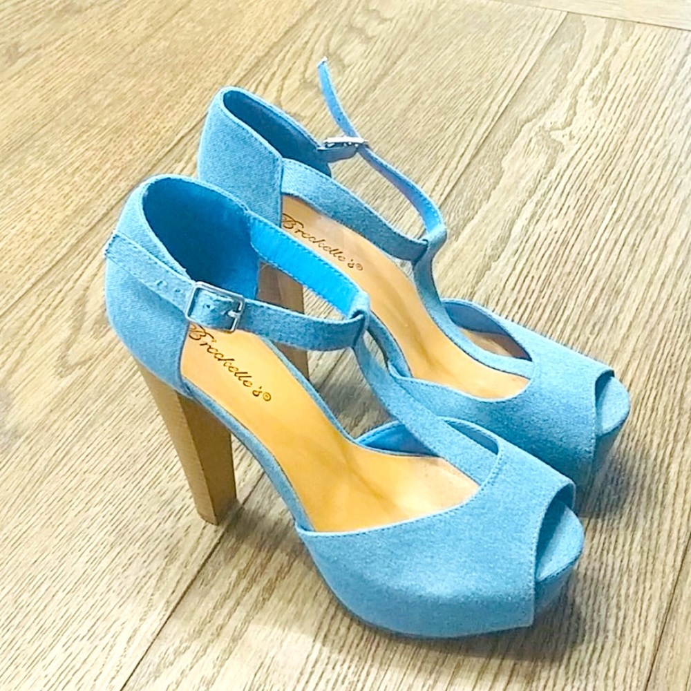 Denim Strappy Heels